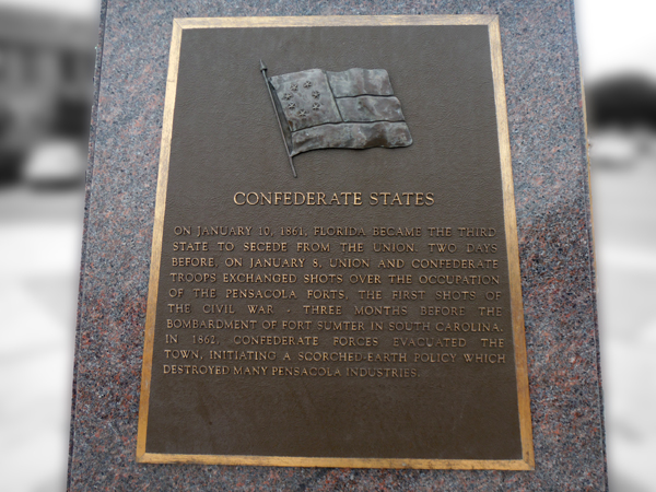 sign on the Memorial Monument honoring The Confederate States